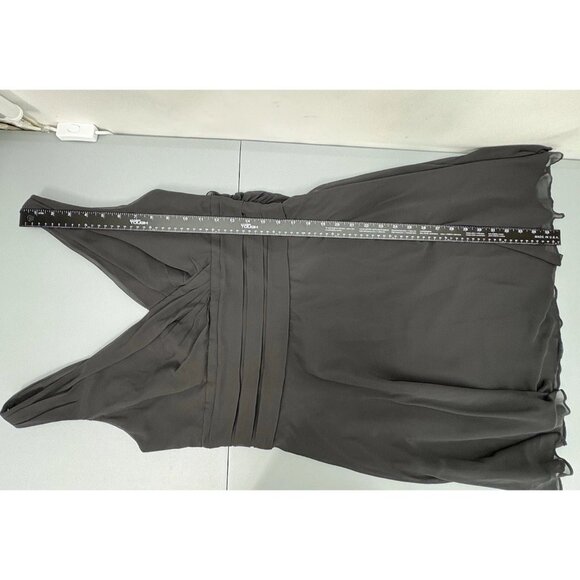 David’s Bridal Short Chiffon Tank Dress Faux Wrap Sash Cocktail Black Womens 12 - Picture 8 of 9